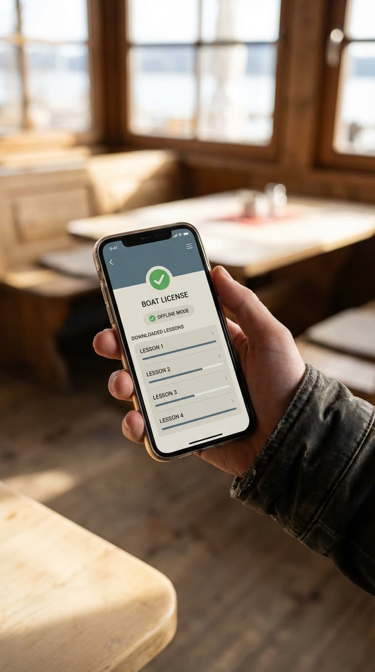 Lernende Person nutzt den Kurs mobil